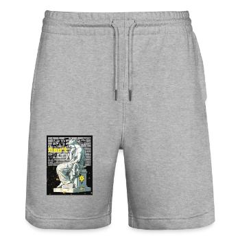 Don't Cry - Stanley/Stella Trainer Unisex Organic Jogging Shorts - heather grey - Front - Nik (191cm) & Marisol (170cm)