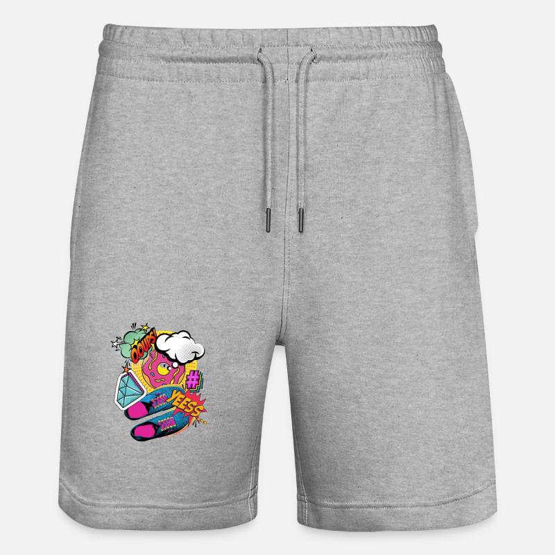 JAWOHL! - Bunte Pop-Art- und Comic-Explosion - Stanley/Stella Unisex Bio Joggingshorts Trainer  - Grau meliert