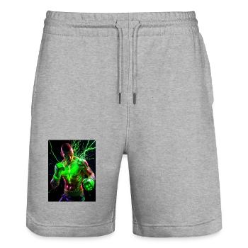 Leistungsstarker Blitzanzug - Stanley/Stella Unisex Bio Joggingshorts Trainer  - Grau meliert - Vorne - Nik (191cm) & Marisol (170cm)