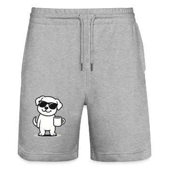 Coffee Pup - Stanley/Stella Trainer Unisex Organic Jogging Shorts - heather grey - Front - Nik (191cm) & Marisol (170cm)