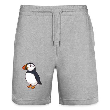 Macareux Papageientaucher - Short de jogging bio TRAINER Stanley/Stella unisexe - gris chiné - Devant - Nik (191cm) & Marisol (170cm)