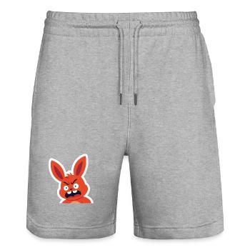 Angry Red Bunny Cartoon - Stanley/Stella Trainer Unisex Organic Jogging Shorts - heather grey - Front - Nik (191cm) & Marisol (170cm)