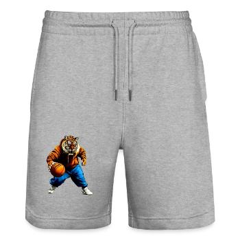 Tiger Basketball - Stanley/Stella Trainer Unisex Organic Jogging Shorts - heather grey - Front - Nik (191cm) & Marisol (170cm)