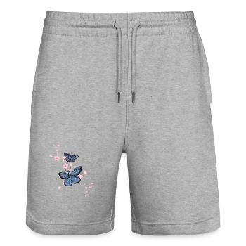 Schmetterling Bläuling - Sonja Ariel von Staden - Stanley/Stella Unisex Bio Joggingshorts Trainer  - Grau meliert - Vorne - Nik (191cm) & Marisol (170cm)
