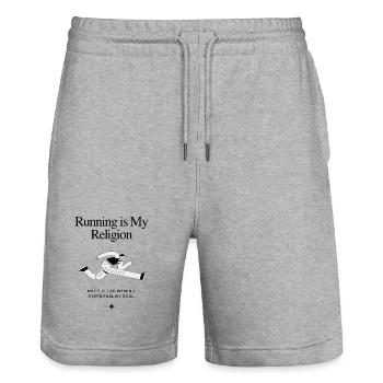 Running is my religion - Short de jogging bio TRAINER Stanley/Stella unisexe - gris chiné - Devant - Nik (191cm) & Marisol (170cm)