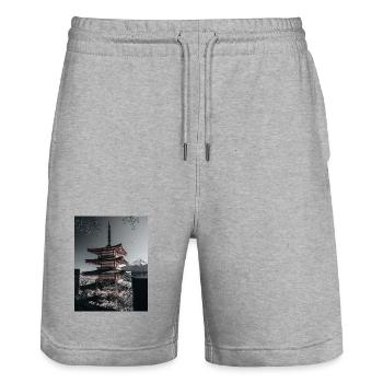 Japan Kyoto Tokyo Tokio - Stanley/Stella Unisex Bio Joggingshorts Trainer  - Grau meliert - Vorne - Nik (191cm) & Marisol (170cm)