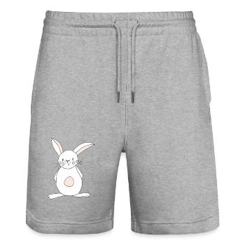 Imprimé de dessin animé de lapin mignon - Short de jogging bio TRAINER Stanley/Stella unisexe - gris chiné - Devant - Nik (191cm) & Marisol (170cm)