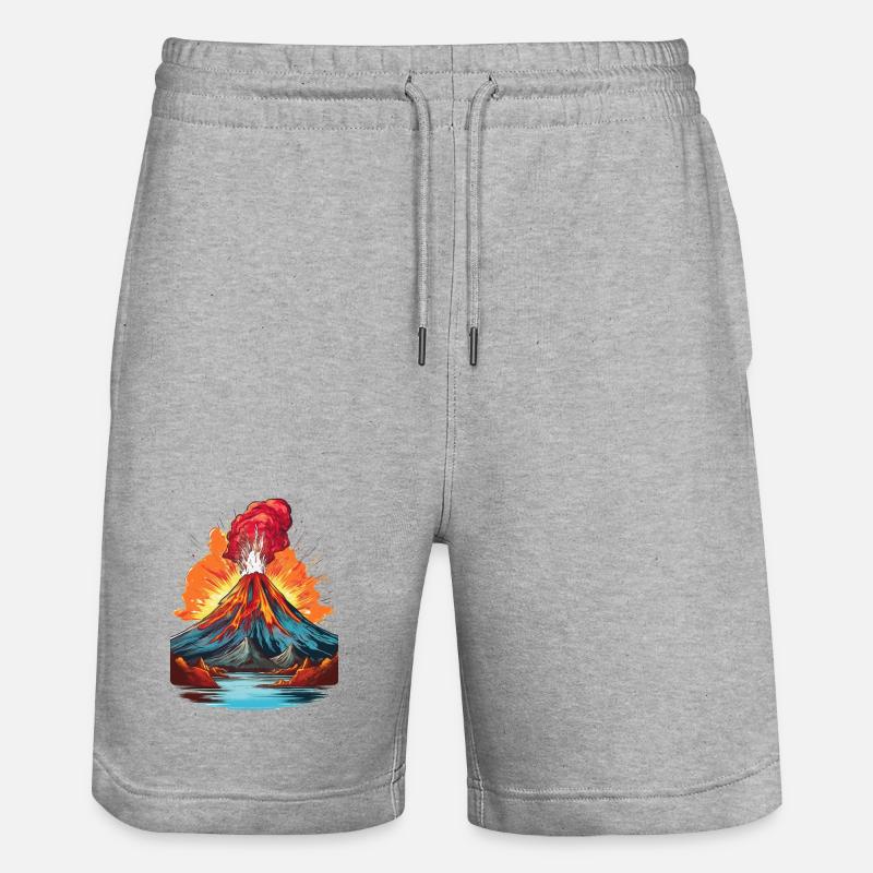 Éruption volcanique avec coulée de lave - Short de jogging bio TRAINER Stanley/Stella unisexe - gris chiné