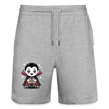 Motif citrouille vampire d'Halloween - Short de jogging bio TRAINER Stanley/Stella unisexe - gris chiné - Devant - Nik (191cm) & Marisol (170cm)