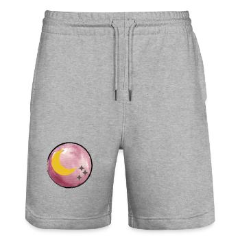 Mond und Sterne Illustration auf Wasserfarben - Stanley/Stella Unisex Bio Joggingshorts Trainer  - Grau meliert - Vorne - Nik (191cm) & Marisol (170cm)