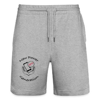New Power Generation Love Message Design - Stanley/Stella Unisex Bio Joggingshorts Trainer  - Grau meliert - Vorne - Nik (191cm) & Marisol (170cm)
