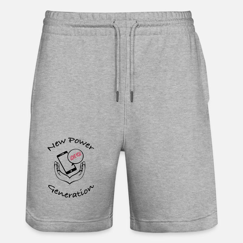 New Power Generation Love Message Design - Stanley/Stella Unisex Bio Joggingshorts Trainer  - Grau meliert