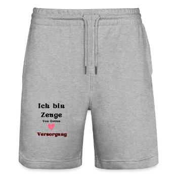 Motif Cœur et Soins - Short de jogging bio TRAINER Stanley/Stella unisexe - gris chiné - Devant - Nik (191cm) & Marisol (170cm)
