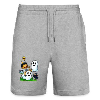 Child-friendly ghost party - Stanley/Stella Trainer Unisex Organic Jogging Shorts - heather grey - Front - Nik (191cm) & Marisol (170cm)