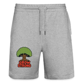Grow Strong Tree Retro - Short de jogging bio TRAINER Stanley/Stella unisexe - gris chiné - Devant - Nik (191cm) & Marisol (170cm)