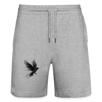 Crow Raven Paint Splash – Modern Watercolor - Stanley/Stella Trainer Unisex Organic Jogging Shorts - heather grey - Front - Nik (191cm) & Marisol (170cm)