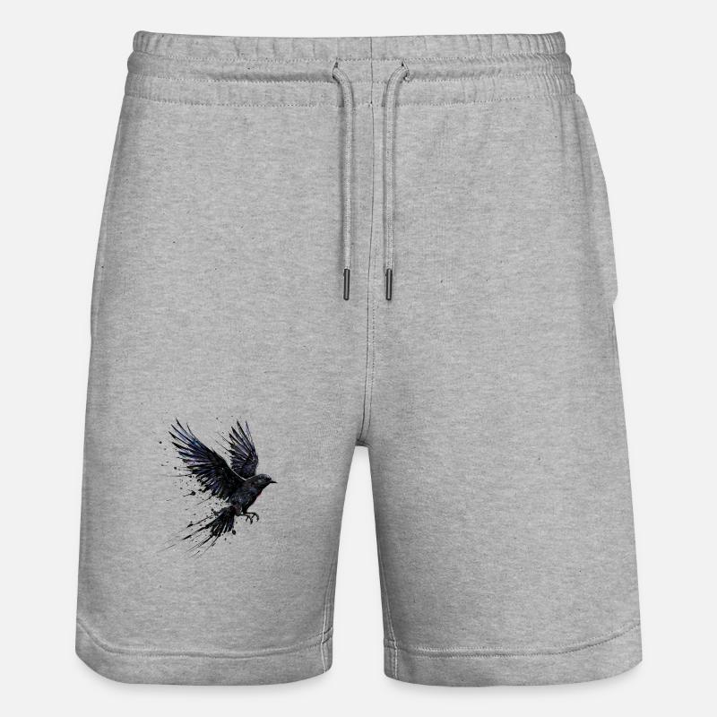 Crow Raven Paint Splash - Aquarelle moderne - Short de jogging bio TRAINER Stanley/Stella unisexe - gris chiné
