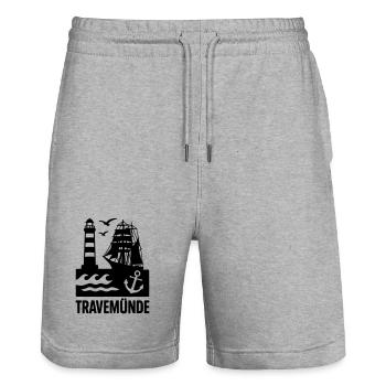 Travemünde Ostsee - Stanley/Stella Unisex Bio Joggingshorts Trainer  - Grau meliert - Vorne - Nik (191cm) & Marisol (170cm)