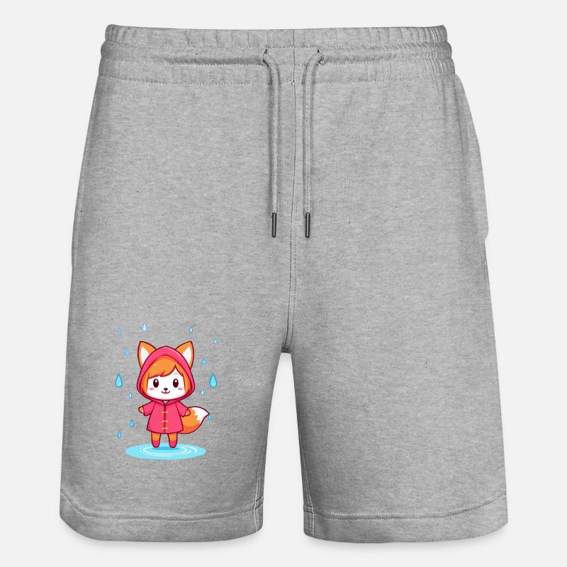 Petit renard chibi en imperméable - Short de jogging bio TRAINER Stanley/Stella unisexe - gris chiné