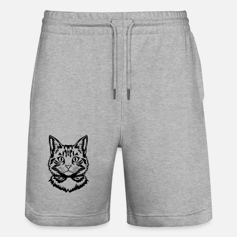 Chat Noir Noir Tête de chat - Short de jogging bio TRAINER Stanley/Stella unisexe - gris chiné