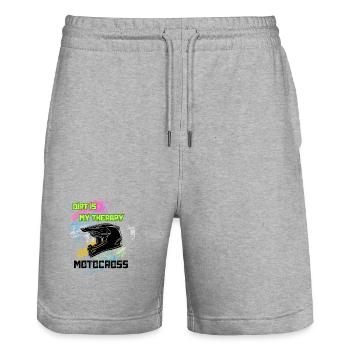 motocross helmet - Stanley/Stella Trainer Unisex Organic Jogging Shorts - heather grey - Front - Nik (191cm) & Marisol (170cm)