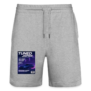 Abgestimmtes japanisches Neon-Automagazin-Cover - Stanley/Stella Unisex Bio Joggingshorts Trainer  - Grau meliert - Vorne - Nik (191cm) & Marisol (170cm)