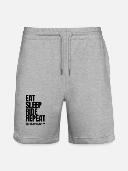 Eat Sleep Ride Repeat_black Bicycle Motif - Stanley/Stella Trainer Unisex Organic Jogging Shorts - heather grey