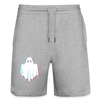 Geister Boo Glitch Hoodie Tasse Halloween Design - Stanley/Stella Unisex Bio Joggingshorts Trainer  - Grau meliert - Vorne - Nik (191cm) & Marisol (170cm)