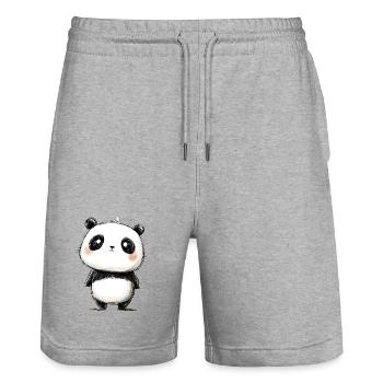 little panda drawing - Stanley/Stella Trainer Unisex Organic Jogging Shorts - heather grey - Front - Nik (191cm) & Marisol (170cm)