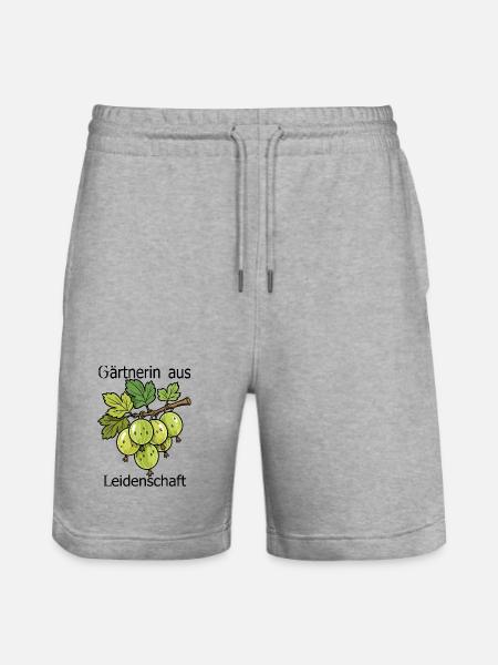 Green Gooseberry Branch Illustration - Stanley/Stella Trainer Unisex Organic Jogging Shorts - heather grey