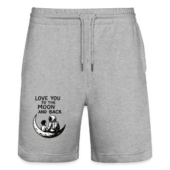 Ich liebe dich bis zum Mond und zurück - Stanley/Stella Unisex Bio Joggingshorts Trainer  - Grau meliert - Vorne - Nik (191cm) & Marisol (170cm)