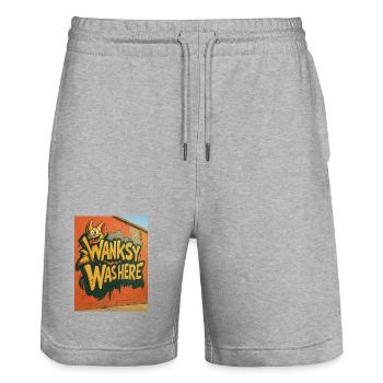Wanksy Was Here Graffiti - Stanley/Stella Trainer Unisex Organic Jogging Shorts - heather grey - Front - Nik (191cm) & Marisol (170cm)