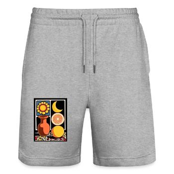 Sunflower Citrus Moon - Stanley/Stella Trainer Unisex Organic Jogging Shorts - heather grey - Front - Nik (191cm) & Marisol (170cm)