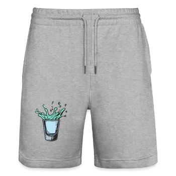 Splash Spray Glass in Teal Neon - Stanley/Stella Trainer Unisex Organic Jogging Shorts - heather grey - Front - Nik (191cm) & Marisol (170cm)