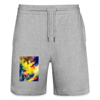 Color Explosion Abstract Splash - Stanley/Stella Trainer Unisex Organic Jogging Shorts - heather grey - Front - Nik (191cm) & Marisol (170cm)