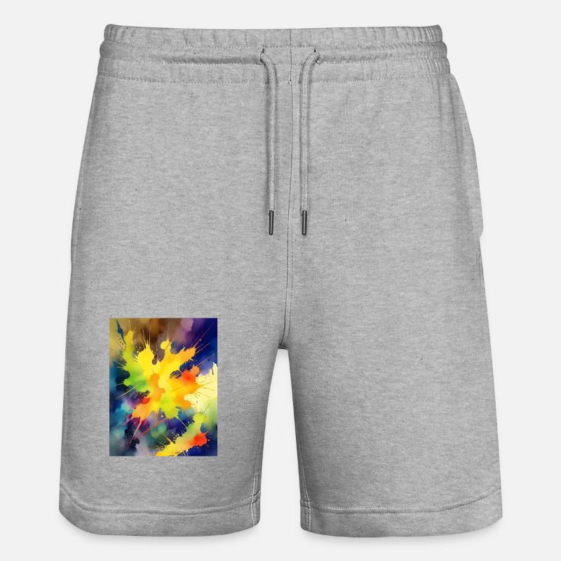 Farbexplosion Abstrakt Spritzer - Stanley/Stella Unisex Bio Joggingshorts Trainer  - Grau meliert