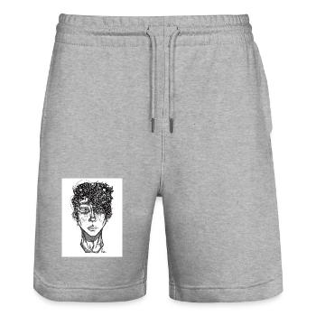 Doodle The Face - Stanley/Stella Unisex Bio Joggingshorts Trainer  - Grau meliert - Vorne - Nik (191cm) & Marisol (170cm)