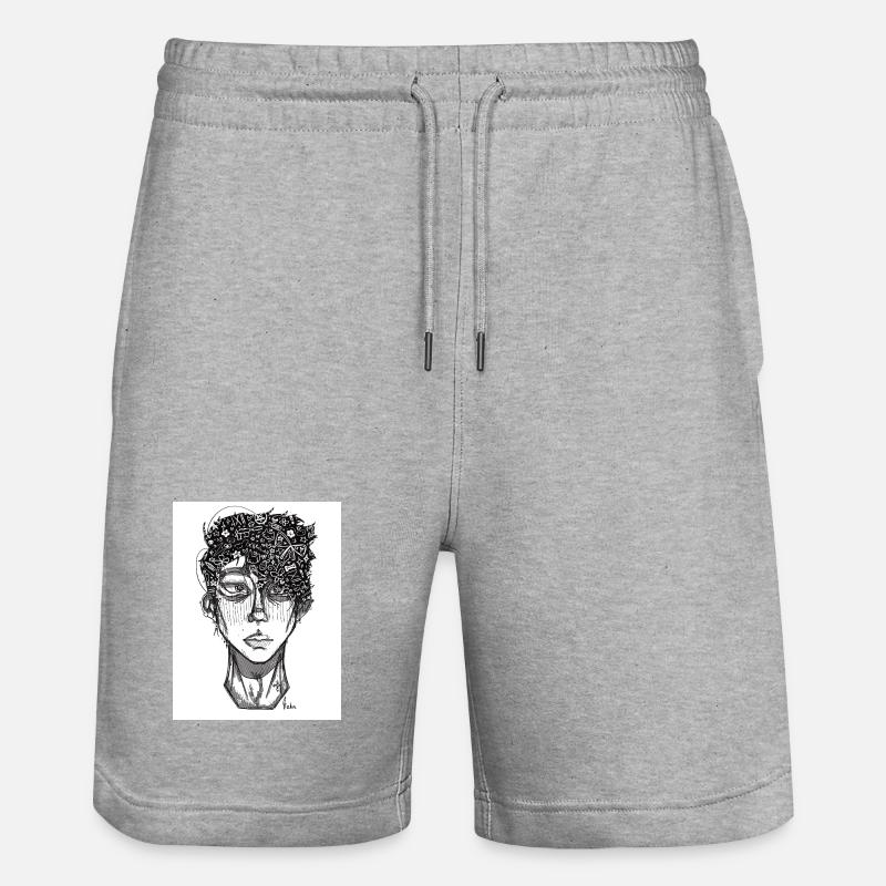 Doodle The Face - Stanley/Stella Unisex Bio Joggingshorts Trainer - Grau meliert