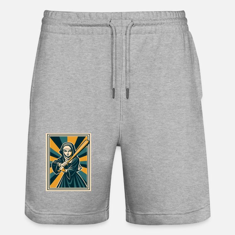 Nonne avec une batte de baseball - Short de jogging bio TRAINER Stanley/Stella unisexe - gris chiné