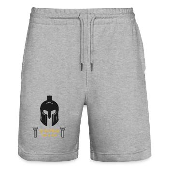 Sparta Fitness Motivation Fashion T-Shirt - Stanley/Stella Trainer Unisex Organic Jogging Shorts - heather grey - Front - Nik (191cm) & Marisol (170cm)