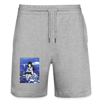 Marin Écolière au bord de la mer en Bleu - Short de jogging bio TRAINER Stanley/Stella unisexe - gris chiné - Devant - Nik (191cm) & Marisol (170cm)