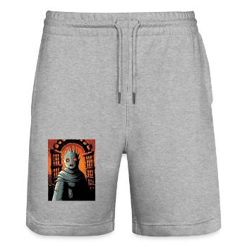 Torwächter im Flammenreich - Stanley/Stella Unisex Bio Joggingshorts Trainer  - Grau meliert - Vorne - Nik (191cm) & Marisol (170cm)
