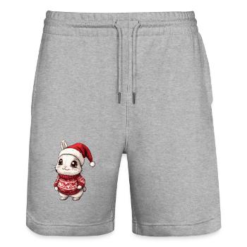 Hase Weihnachten Xmas - Stanley/Stella Unisex Bio Joggingshorts Trainer  - Grau meliert - Vorne - Nik (191cm) & Marisol (170cm)