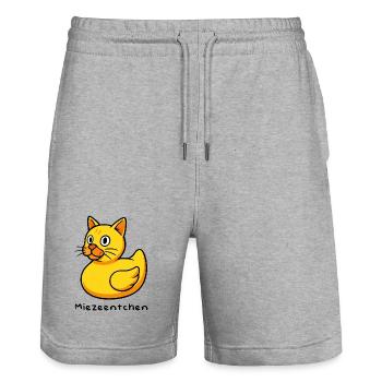 Kitty - Duck and cat united as rubber duck - Stanley/Stella Trainer Unisex Organic Jogging Shorts - heather grey - Front - Nik (191cm) & Marisol (170cm)