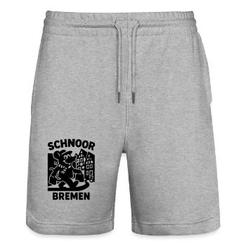 Schnoor Bremen - Stanley/Stella Trainer Unisex Organic Jogging Shorts - heather grey - Front - Nik (191cm) & Marisol (170cm)