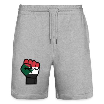 Free Palestine - Gaza T-Shirt - Stanley/Stella Trainer Unisex Organic Jogging Shorts - heather grey - Front - Nik (191cm) & Marisol (170cm)