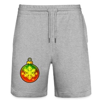 Christmas Ball Snowflake Ornament - Stanley/Stella Trainer Unisex Organic Jogging Shorts - heather grey - Front - Nik (191cm) & Marisol (170cm)