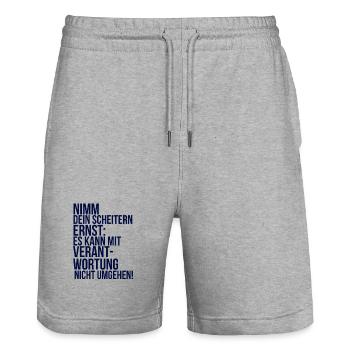 about going wild: Take your failure seriously - Stanley/Stella Trainer Unisex Organic Jogging Shorts - heather grey - Front - Nik (191cm) & Marisol (170cm)