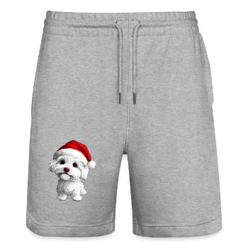 Puppy Christmas - Stanley/Stella Trainer Unisex Organic Jogging Shorts - heather grey - Front - Nik (191cm) & Marisol (170cm)