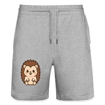 Kuscheliger Igel Kawaii - Stanley/Stella Unisex Bio Joggingshorts Trainer  - Grau meliert - Vorne - Nik (191cm) & Marisol (170cm)